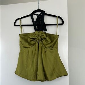 Urban Outfitters Olive Satin Tank Top